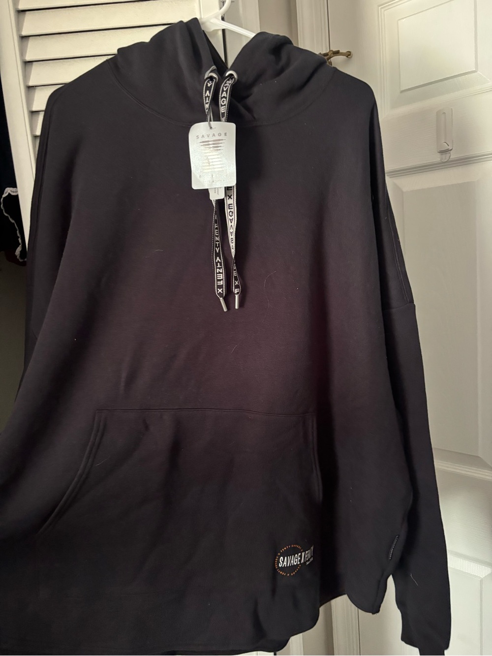 Savage X Fenty Black Logo Sleeve Hoodie